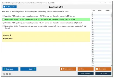 Cisco 300-815 Implementing Cisco Advanced Call Control and Mobility Services (CLACCM) Practice test exam simulator test engine exam Prep practice test questions answers Image 8