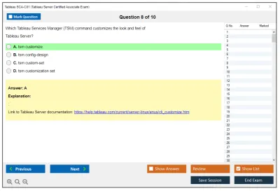 Tableau SCA-C01 Tableau Server Certified Associate Exam Practice test exam simulator test engine exam Prep practice test questions answers Image 8