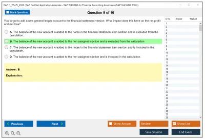 SAP C_TS4FI_2020 SAP Certified Application Associate - SAP S/4HANA for Financial Accounting Associates (SAP S/4HANA 2020) Practice test exam simulator test engine exam Prep practice test questions answers Image 9