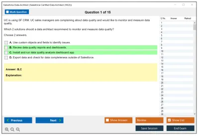 Salesforce Data-Architect Salesforce Certified Data Architect Practice test exam simulator test engine exam Prep practice test questions answers Image 1