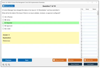 Oracle 1z0-1058-20 Oracle Risk Management Cloud 2020 Implementation Essentials Practice test exam simulator test engine exam Prep practice test questions answers Image 7