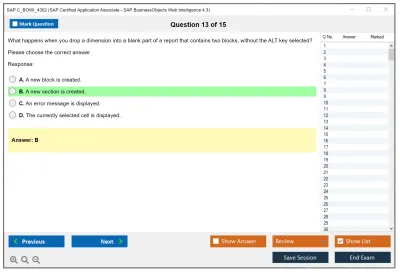 SAP C_BOWI_4302 SAP Certified Application Associate - SAP BusinessObjects Web Intelligence 4.3 Practice test exam simulator test engine exam Prep practice test questions answers Image 13