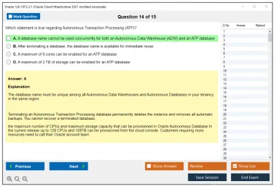 Oracle 1z0-1072-21 Oracle Cloud Infrastructure 2021 Architect Associate Practice test exam simulator test engine exam Prep practice test questions answers Image 14