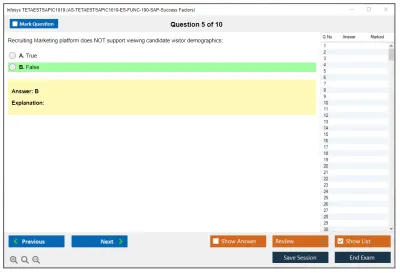 Infosys TETAESTSAPIC1019 AS-TETAESTSAPIC1019-ES-FUNC-100-SAP-Success Factors Practice test exam simulator test engine exam Prep practice test questions answers Image 5