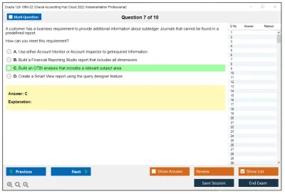 Oracle 1z0-1060-22 Oracle Accounting Hub Cloud 2022 Implementation Professional Practice test exam simulator test engine exam Prep practice test questions answers Image 7