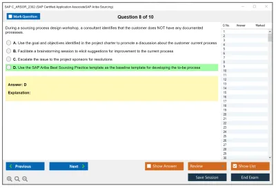 SAP C_ARSOR_2302 SAP Certified Application AssociateSAP Ariba Sourcing Practice test exam simulator test engine exam Prep practice test questions answers Image 8