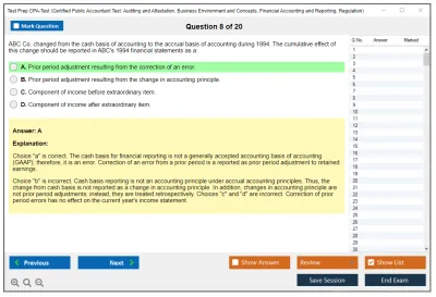 Test Prep CPA-Test Certified Public Accountant Test: Auditing and Attestation, Business Environment and Concepts, Financial Accounting and Reporting, Regulation Practice test exam simulator test engine exam Prep practice test questions answers Image 8