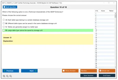 SAP C_TADM70_21 SAP Certified Technology Associate - OS/DB Migration for SAP NetWeaver 7.52 Practice test exam simulator test engine exam Prep practice test questions answers Image 10