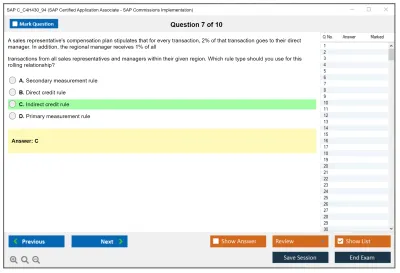 SAP C_C4H430_94 SAP Certified Application Associate - SAP Commissions Implementation Practice test exam simulator test engine exam Prep practice test questions answers Image 7