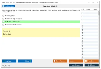 SAP C_S4FTR_2020 SAP Certified Application Associate - Treasury with SAP S/4HANA (SAP S/4HANA 2020) Practice test exam simulator test engine exam Prep practice test questions answers Image 15
