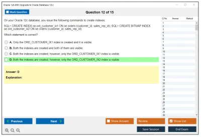 Oracle 1z0-060 Upgrade to Oracle Database 12c Practice test exam simulator test engine exam Prep practice test questions answers Image 12