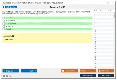 Hitachi HH0-380 HITACHI DATA SYSTEMS STORAGE MANAGER - STORAGE MANAGEMENT EXAM Practice test exam simulator test engine exam Prep practice test questions answers Image 5