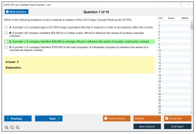 ACFE CFE-Law Certified Fraud Examiner (CFE) - Law Practice test exam simulator test engine exam Prep practice test questions answers Image 7