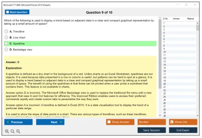 Microsoft 77-888 Microsoft Excel 2010 Expert Practice test exam simulator test engine exam Prep practice test questions answers Image 9