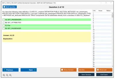SAP C_TAW12_750 SAP Certified Associate - Developer - ABAP with SAP NetWeaver 7.50 Practice test exam simulator test engine exam Prep practice test questions answers Image 2