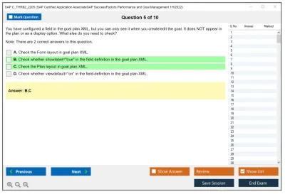 SAP C_THR82_2205 SAP Certified Application AssociateSAP SuccessFactors Performance and Goal Management 1H/2022 Practice test exam simulator test engine exam Prep practice test questions answers Image 5