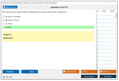 Salesforce Customer-Data-Platform Salesforce Customer Data Platform (CDP) Practice test exam simulator test engine exam Prep practice test questions answers Image 15