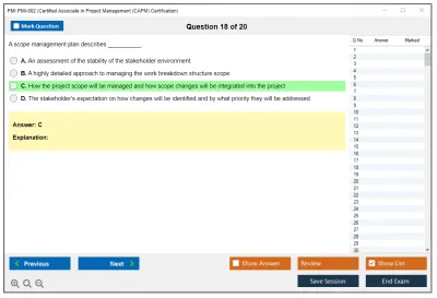 PMI PMI-002 Certified Associate in Project Management (CAPM) Certification Practice test exam simulator test engine exam Prep practice test questions answers Image 18