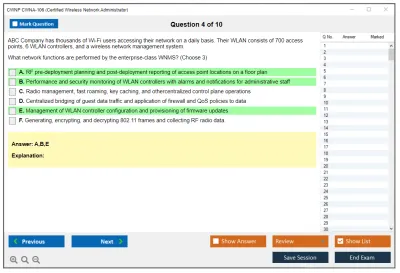 CWNP CWNA-106 Certified Wireless Network Administrator Practice test exam simulator test engine exam Prep practice test questions answers Image 4