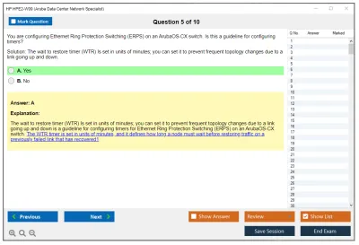HP HPE2-W09 Aruba Data Center Network Specialist Exam Practice test exam simulator test engine exam Prep practice test questions answers Image 5