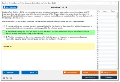 Salesforce Certified-Business-Analyst Salesforce Certified Business Analyst Practice test exam simulator test engine exam Prep practice test questions answers Image 7