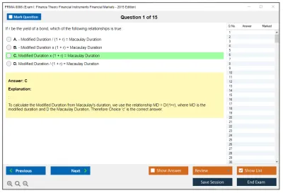 PRMIA 8006 Exam I: Finance Theory Financial Instruments Financial Markets - 2015 Edition Practice test exam simulator test engine exam Prep practice test questions answers Image 1