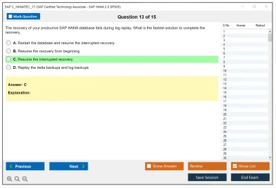 SAP C_HANATEC_17 SAP Certified Technology - SAP HANA 2.0 SPS05 Practice test exam simulator test engine exam Prep practice test questions answers Image 13