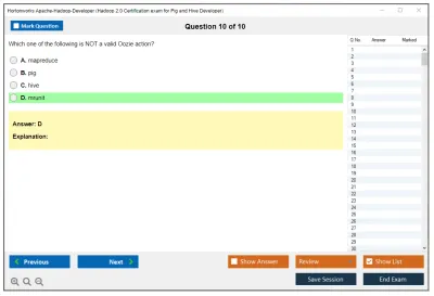 Hortonworks Apache-Hadoop-Developer Hadoop 2.0 Certification exam for Pig and Hive Developer Practice test exam simulator test engine exam Prep practice test questions answers Image 10