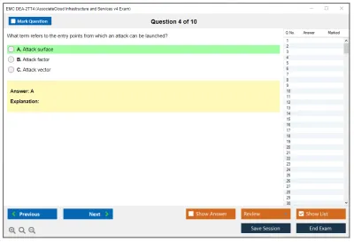 EMC DEA-2TT4 Associate - Cloud Infrastructure and Services v4 Exam Practice test exam simulator test engine exam Prep practice test questions answers Image 4