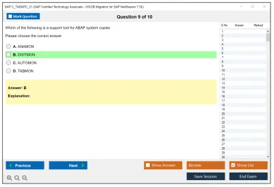 SAP C_TADM70_21 SAP Certified Technology Associate - OS/DB Migration for SAP NetWeaver 7.52 Practice test exam simulator test engine exam Prep practice test questions answers Image 9