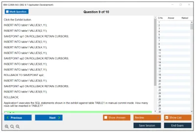 IBM C2090-543 DB2 9.7 Application Development Practice test exam simulator test engine exam Prep practice test questions answers Image 9