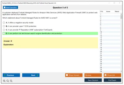 Fortinet NSE6_WCS-6.4 Fortinet NSE 6Securing AWS with Fortinet Cloud Security 6.4 Practice test exam simulator test engine exam Prep practice test questions answers Image 5