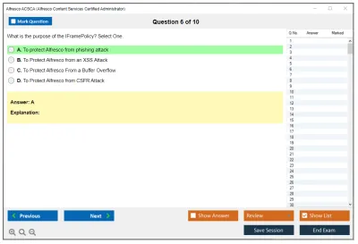 Alfresco ACSCA Alfresco Content Services Certified Administrator Practice test exam simulator test engine exam Prep practice test questions answers Image 6