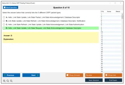 Nokia 4A0-113 Nokia OSPF Routing Protocol Exam Practice test exam simulator test engine exam Prep practice test questions answers Image 8