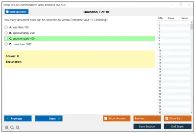 Veritas VCS-324 Administration of Veritas Enterprise Vault 12.3 Practice test exam simulator test engine exam Prep practice test questions answers Image 7