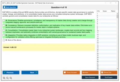 SAP C_MDG_90 SAP Certified Application Associate - SAP Master Data Governance Practice test exam simulator test engine exam Prep practice test questions answers Image 4