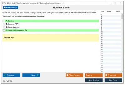 SAP C_BOWI_42 SAP Certified Application Associate - SAP BusinessObjects Web Intelligence 4.2 Practice test exam simulator test engine exam Prep practice test questions answers Image 3