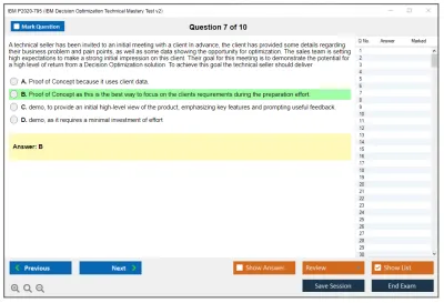 IBM P2020-795 IBM Decision Optimization Technical Mastery Test v2 Practice test exam simulator test engine exam Prep practice test questions answers Image 7