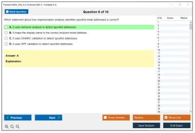 Fortinet NSE6_FML-6.4 Fortinet NSE 6 - FortiMail 6.4 Practice test exam simulator test engine exam Prep practice test questions answers Image 8