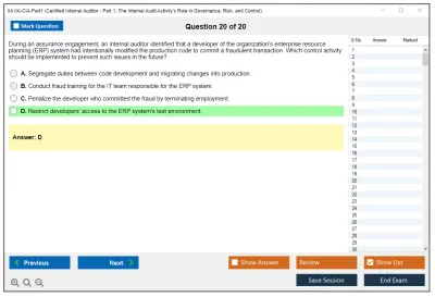 IIA IIA-CIA-Part1 Essentials of Internal Auditing Practice test exam simulator test engine exam Prep practice test questions answers Image 20