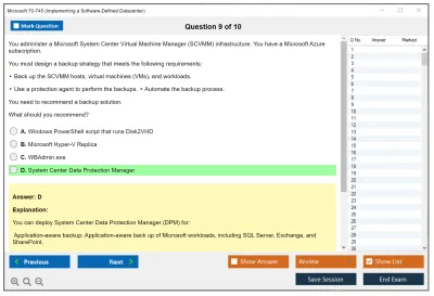 Microsoft 70-745 Implementing a Software-Defined Datacenter Practice test exam simulator test engine exam Prep practice test questions answers Image 9