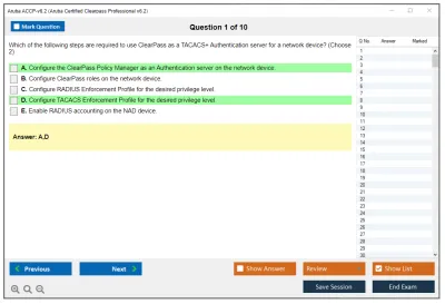 Aruba ACCP-v6.2 Aruba Certified Clearpass Professional v6.2 Practice test exam simulator test engine exam Prep practice test questions answers Image 1