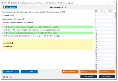 SAP P_S4FIN_2020 SAP Certified Application Professional - Financials in SAP S/4HANA for SAP ERP Finance Experts Practice test exam simulator test engine exam Prep practice test questions answers Image 4