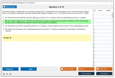 AHIP AHM-250 Healthcare Management: An Introduction Practice test exam simulator test engine exam Prep practice test questions answers Image 3