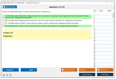 Fortinet NSE7_EFW-7.0 Fortinet NSE 7 - Enterprise Firewall 7.0 Practice test exam simulator test engine exam Prep practice test questions answers Image 5