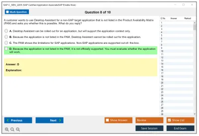SAP C_SEN_2205 SAP Certified Application AssociateSAP Enable Now Practice test exam simulator test engine exam Prep practice test questions answers Image 8
