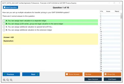 SAP P_S4FIN_2020 SAP Certified Application Professional - Financials in SAP S/4HANA for SAP ERP Finance Experts Practice test exam simulator test engine exam Prep practice test questions answers Image 1