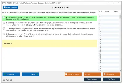 SAP C_TSCM62_67 SAP Certified Associate - Sales and Distribution, ERP 6.0 EhP7 Practice test exam simulator test engine exam Prep practice test questions answers Image 9