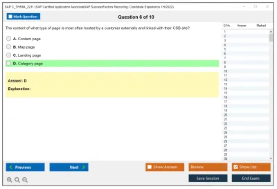 SAP C_THR84_2211 SAP Certified Application AssociateSAP SuccessFactors Recruiting: Candidate Experience 1H/2022 Practice test exam simulator test engine exam Prep practice test questions answers Image 6