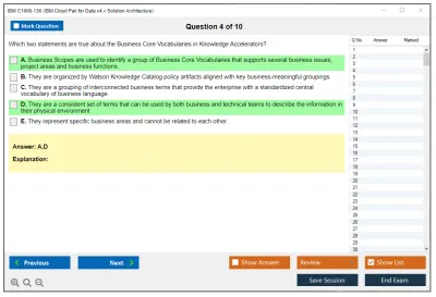 IBM C1000-136 IBM Cloud Pak for Data v4.x Solution Architecture Practice test exam simulator test engine exam Prep practice test questions answers Image 4